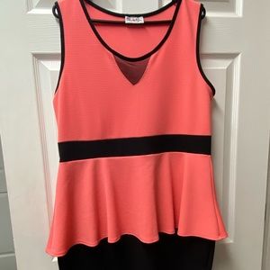 Urban Rose Pink and Black Peplum Dress